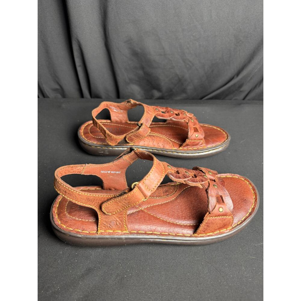 Born Chestnut Brown Leather Strappy Studded Sandals W81802 Size 10 - Picture 4 of 8